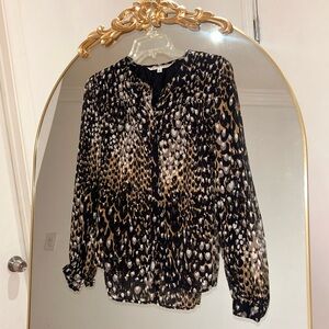 Trina Turk Silk Semi Sheer Blouse, Size Small